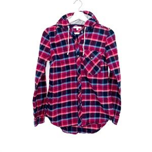 Delia*s Plaid Flannel Hoodie Shacket size small